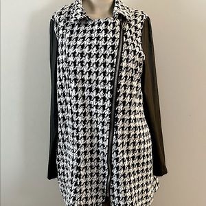 Comfy U.S.A. Stylish Asymmetrical Zippered Jacket with Faux Leather Sleeves